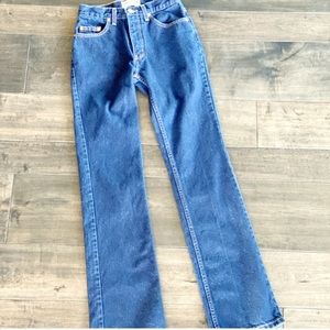 High waisted blue denim jeans